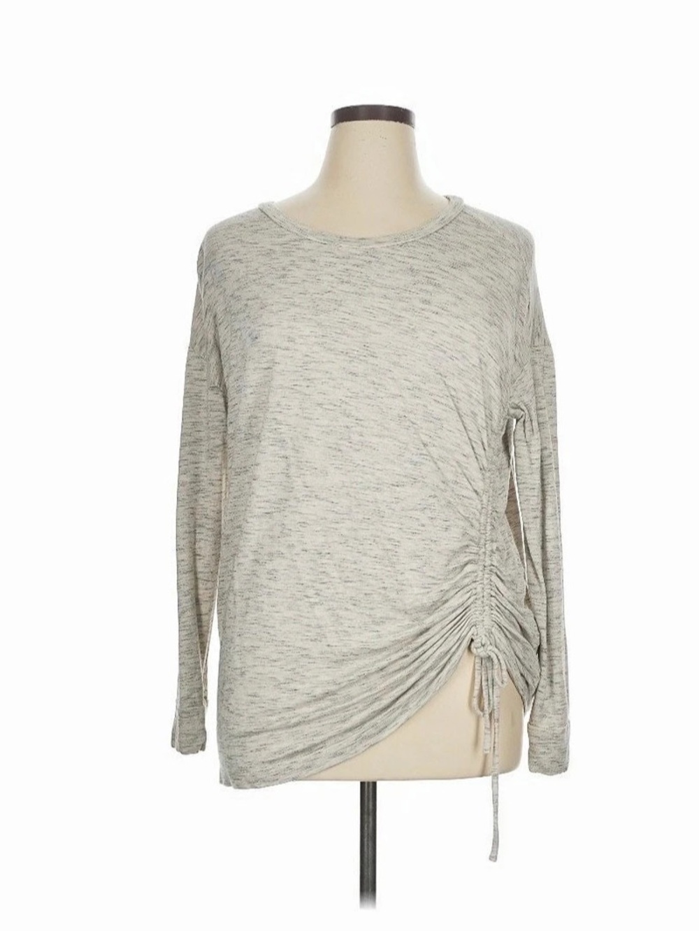 LOFT Outlet Lounge Heather Gray Ruched Side Drawstring Super Soft Top XL
